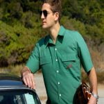 Suixtil Men's 100% Cotton Angouleme Short Sleeve Shirt, Fresh Green