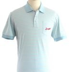 Suixtil 100% fine PIMA cotton Pescara striped short sleeve polo,  Argentine blue & grey